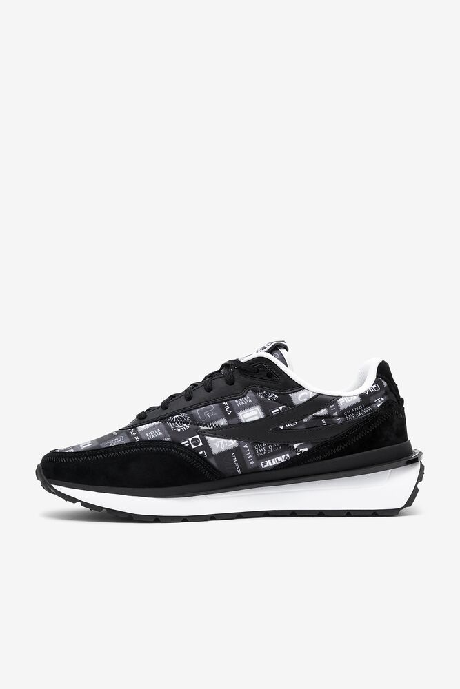 Zapatillas Gruesas Fila Renno Patchwork Chunky Sneakers Hombre Negras Blancas | 513049WZG