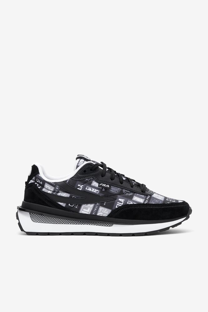 Zapatillas Gruesas Fila Renno Patchwork Chunky Sneakers Hombre Negras Blancas | 513049WZG