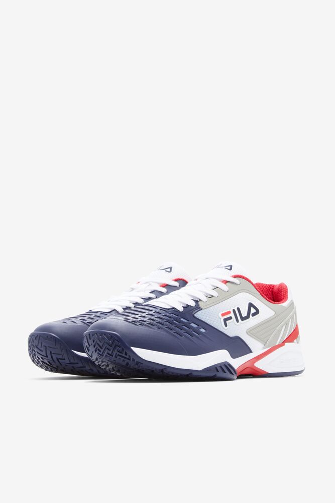 Zapatos Tenis Fila Axilus 2 Energized Tennis Shoes Hombre Blancas Azul Marino Rojas | 845239AKT