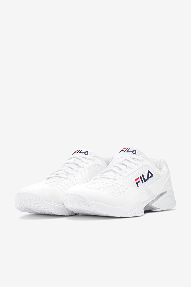 Zapatos Tenis Fila Axilus 2 Energized Tennis Shoes Hombre Blancas Blancas Azul Marino | 390748YZU