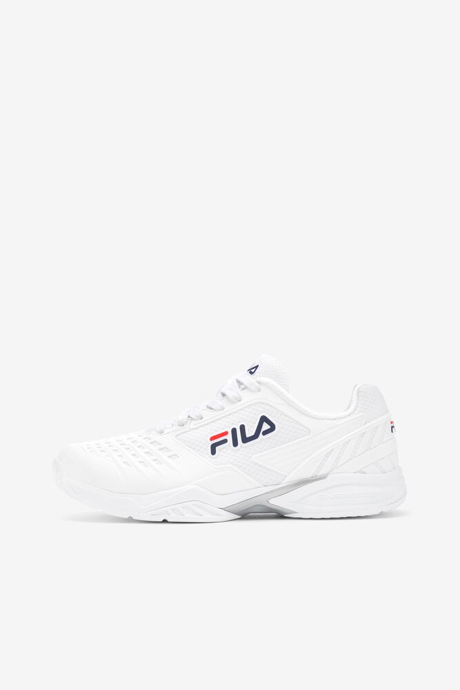 Zapatos Tenis Fila Axilus 2 Energized Tennis Shoes Mujer Blancas Blancas Azul Marino | 073621IQU