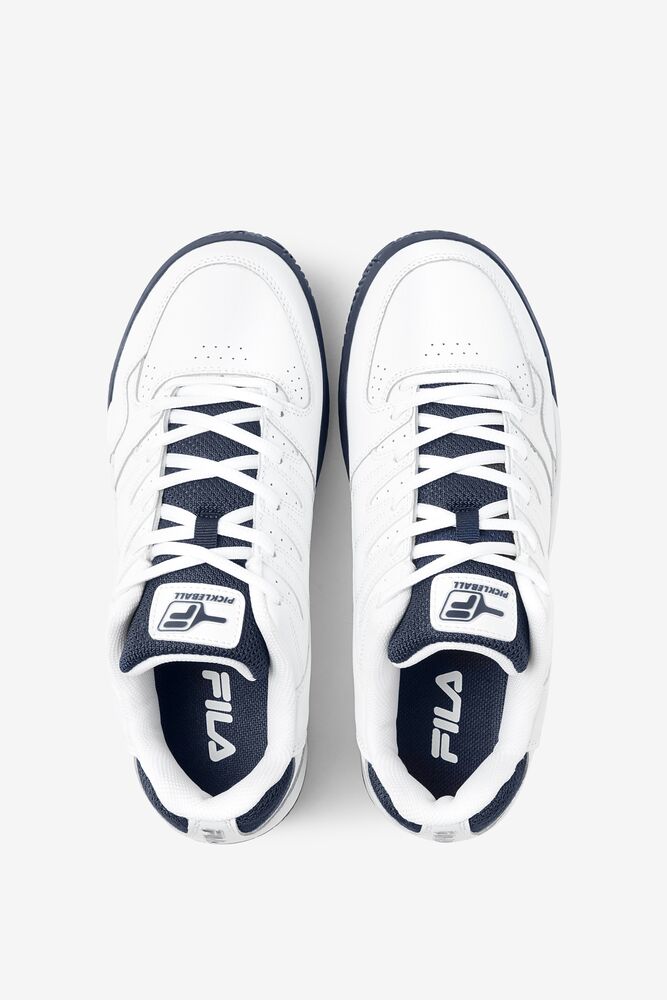 Zapatos Tenis Fila Double Bounce Tennis Shoes Hombre Blancas Azul Marino Blancas | 703198SLJ