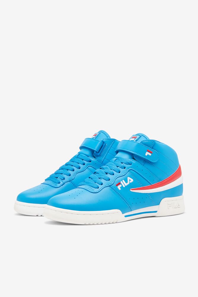 Zapatos Tenis Fila F-13 Mid Tennis Shoes Hombre Azules Rojas Blancas | 492075BFZ