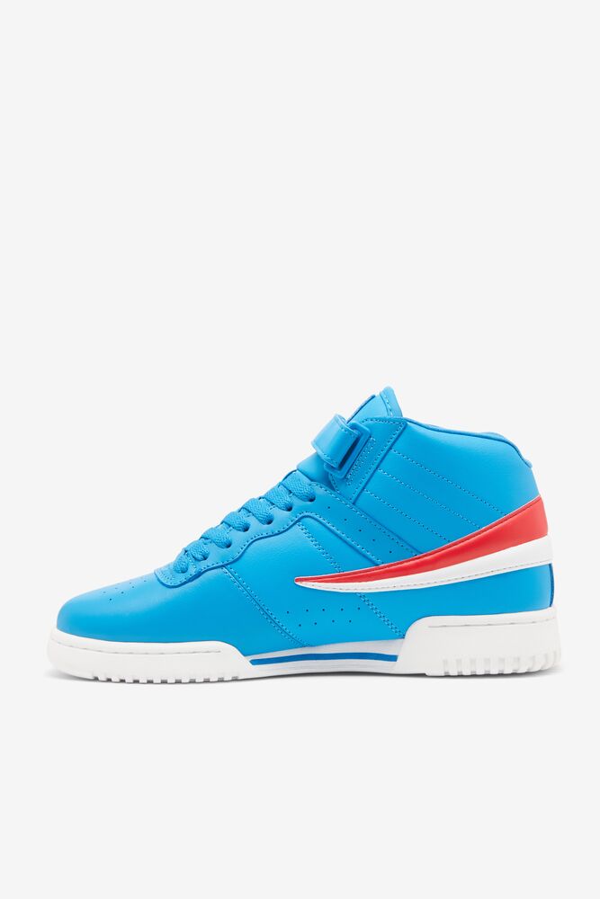 Zapatos Tenis Fila F-13 Mid Tennis Shoes Hombre Azules Rojas Blancas | 492075BFZ