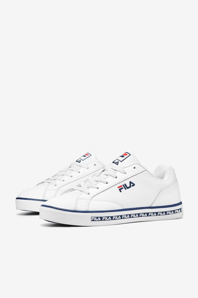 Zapatos Tenis Fila Original Court Leather Tennis Shoes Hombre Blancas Azul Marino Rojas | 169047UMW