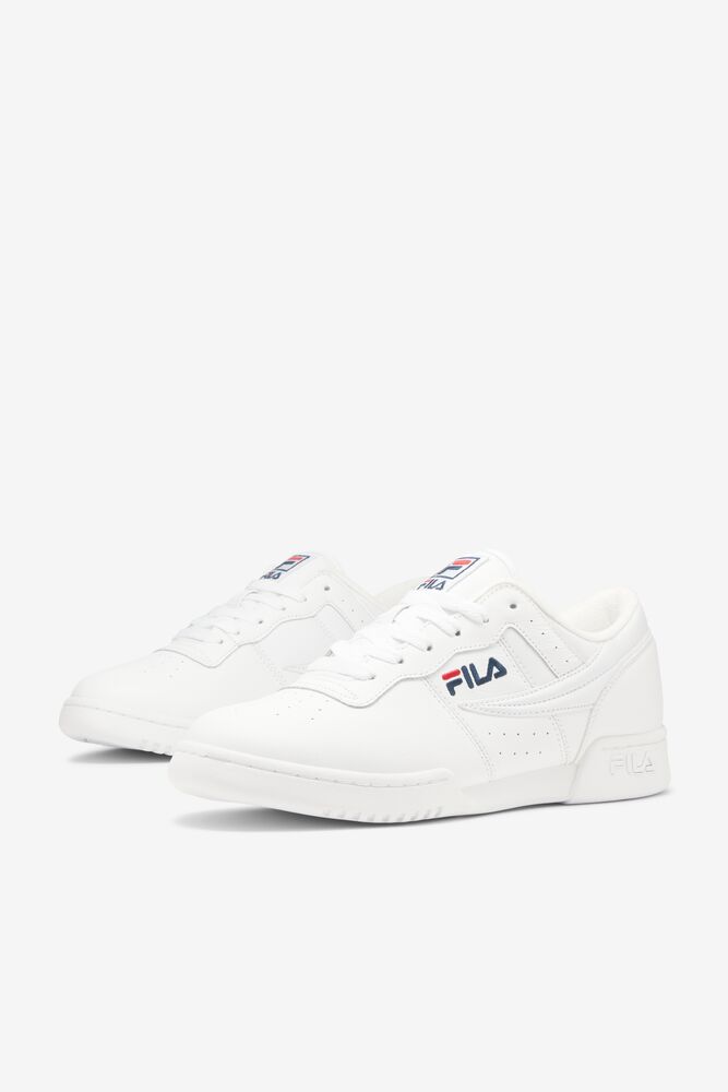 Zapatos Tenis Fila Original Fitness Tennis Shoes Hombre Blancas Blancas Azul Marino Rojas | 142967NCM