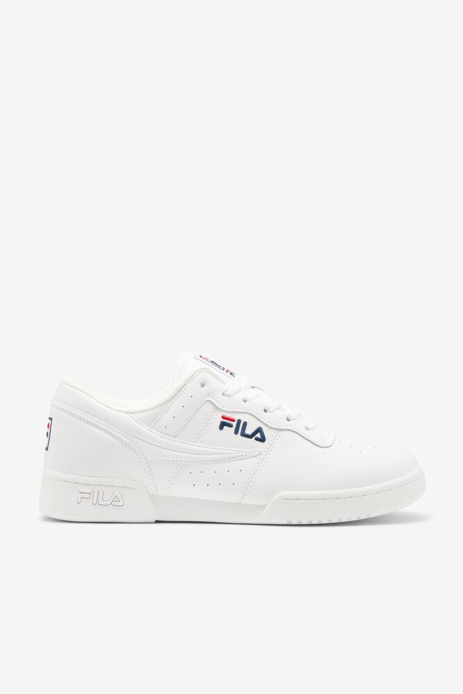 Zapatos Tenis Fila Original Fitness Tennis Shoes Hombre Blancas Blancas Azul Marino Rojas | 142967NCM