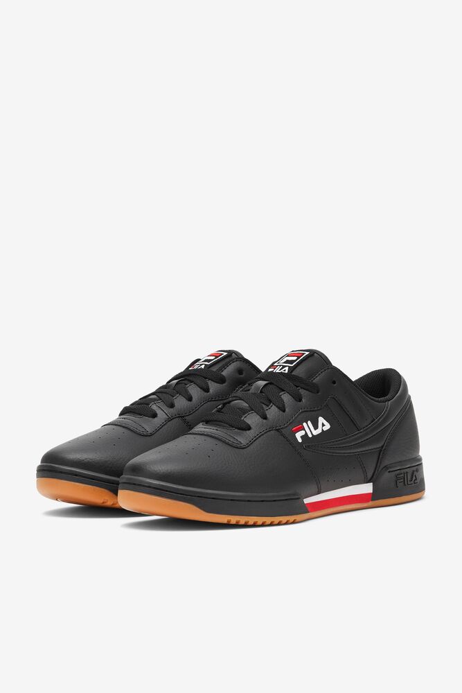 Zapatos Tenis Fila Original Fitness Tennis Shoes Hombre Negras Rojas Blancas | 320659JRY