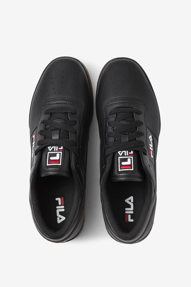 Zapatos Tenis Fila Original Fitness Tennis Shoes Hombre Negras Rojas Blancas | 320659JRY