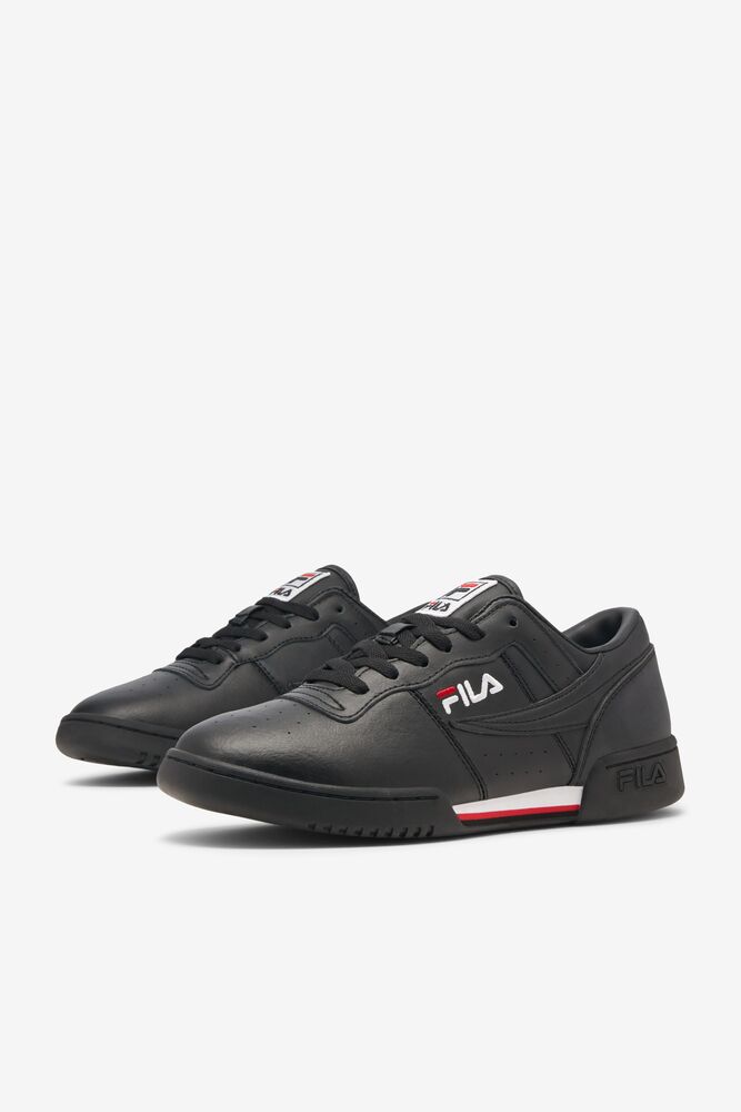 Zapatos Tenis Fila Original Fitness Tennis Shoes Hombre Negras Blancas Rojas | 432067INH