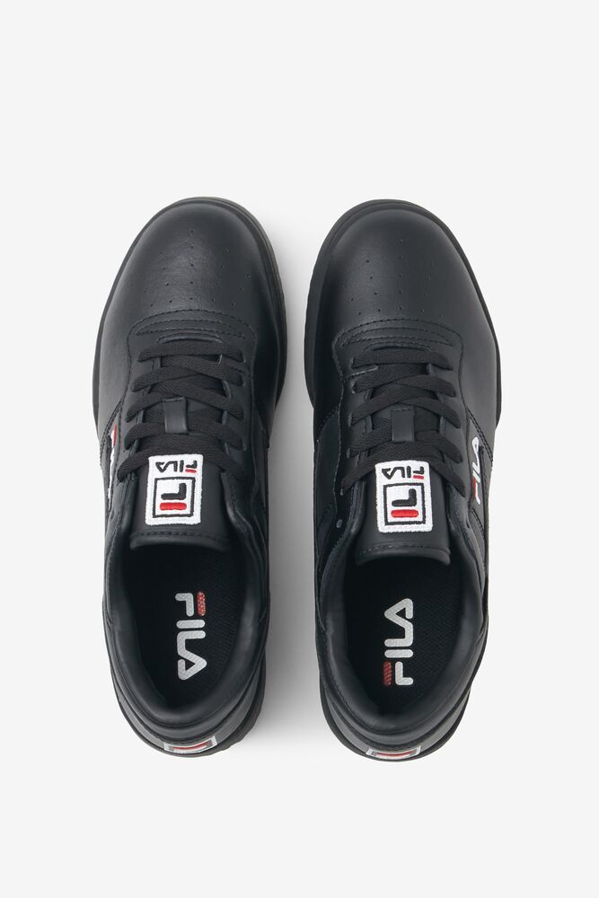 Zapatos Tenis Fila Original Fitness Tennis Shoes Hombre Negras Blancas Rojas | 432067INH