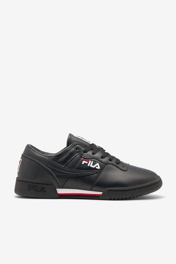 Zapatos Tenis Fila Original Fitness Tennis Shoes Hombre Negras Blancas Rojas | 432067INH