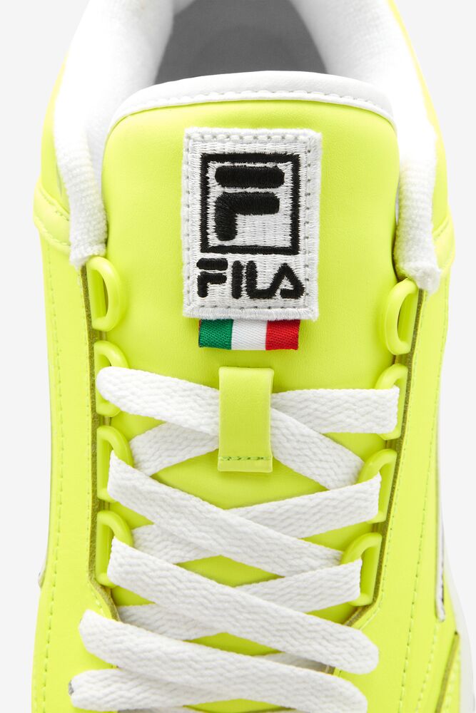 Zapatos Tenis Fila T-1 Mid Tennis Shoes Hombre Amarillo Negras Blancas | 578139VRG