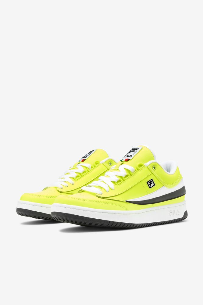 Zapatos Tenis Fila T-1 Mid Tennis Shoes Hombre Amarillo Negras Blancas | 578139VRG