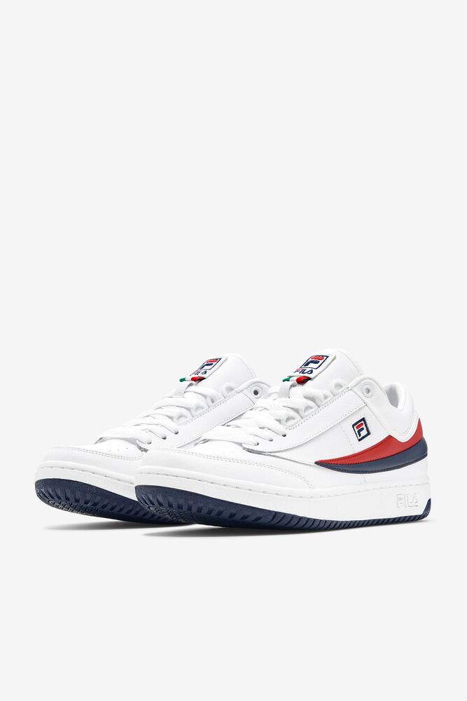 Zapatos Tenis Fila T-1 Mid Tennis Shoes Hombre White/Fnvy/Fred | 216934VSN