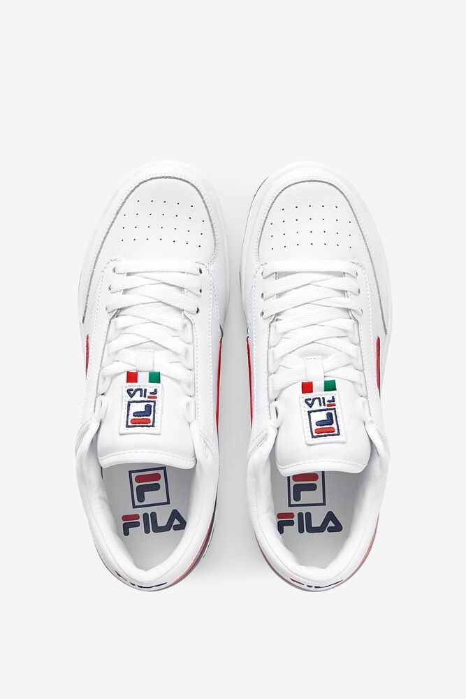 Zapatos Tenis Fila T-1 Mid Tennis Shoes Hombre White/Fnvy/Fred | 216934VSN