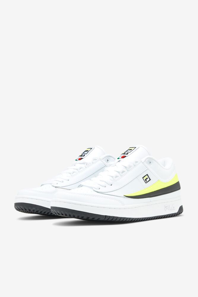 Zapatos Tenis Fila T-1 Mid Tennis Shoes Hombre Blancas Amarillo Negras | 972580NAY