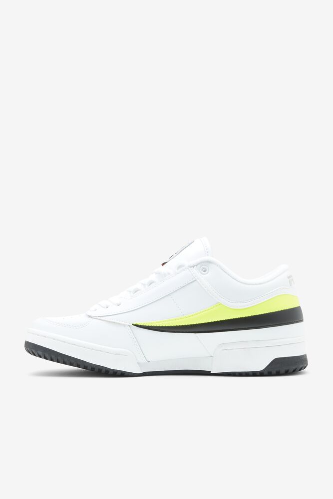 Zapatos Tenis Fila T-1 Mid Tennis Shoes Hombre Blancas Amarillo Negras | 972580NAY