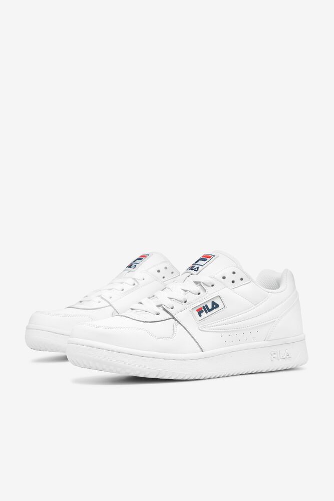 Zapatos Tenis Fila T-2 Snow White Tennis Shoes Hombre Blancas Blancas Azul Marino | 943178UOS