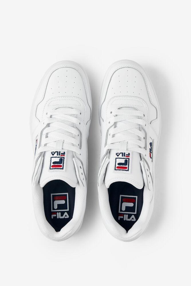 Zapatos Tenis Fila T-2 Snow White Tennis Shoes Hombre Blancas Blancas Azul Marino | 943178UOS