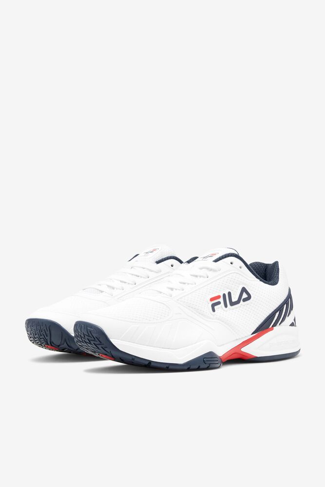 Zapatos Tenis Fila Volley Zone Tennis Shoes Hombre Blancas Azul Marino Rojas | 491837PFZ